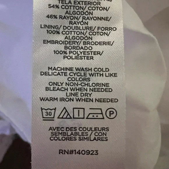 LOFT White Knee-Length Dress with Orange Pink Yellow Dots, Lace Accents NWOT XL - Picture 4 of 5